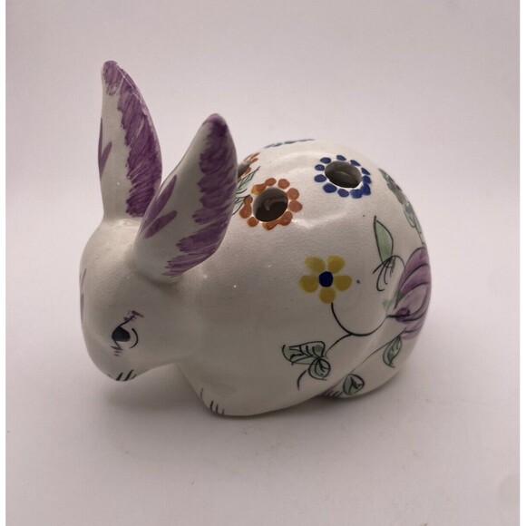 Secla Portugal Bunny Rabbit Floral Frog Flower Vase Hand Painted Easter Decor 5" - Picture 1 of 8
